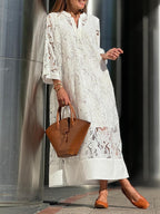 Willow | Strand Glam Blumen V-Ausschnitt Midi Kleid