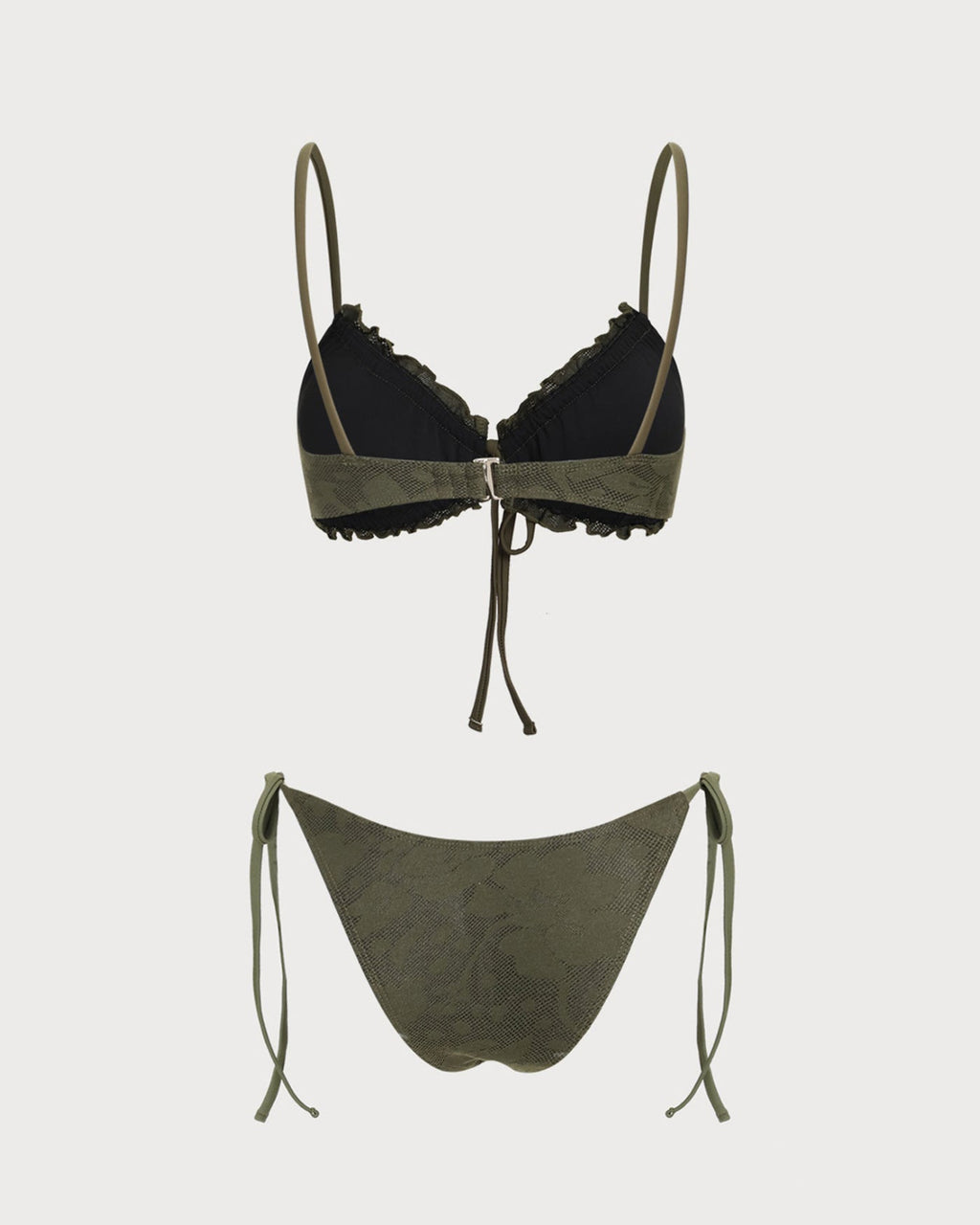 Olive Green Jacquard Bikini Set