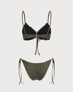 Olive Green Jacquard Bikini Set