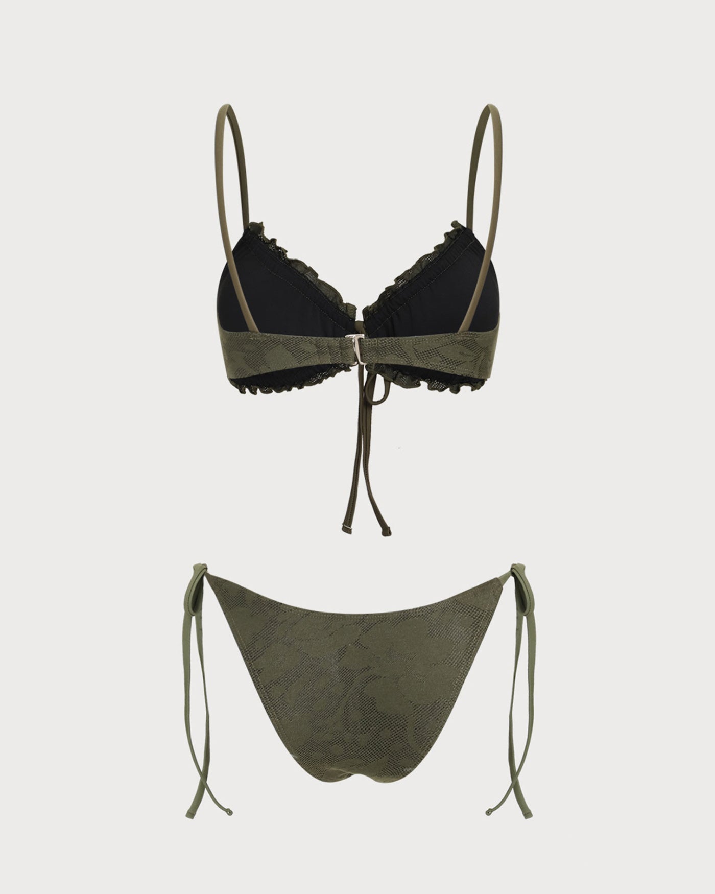 Olive Green Jacquard Bikini Set