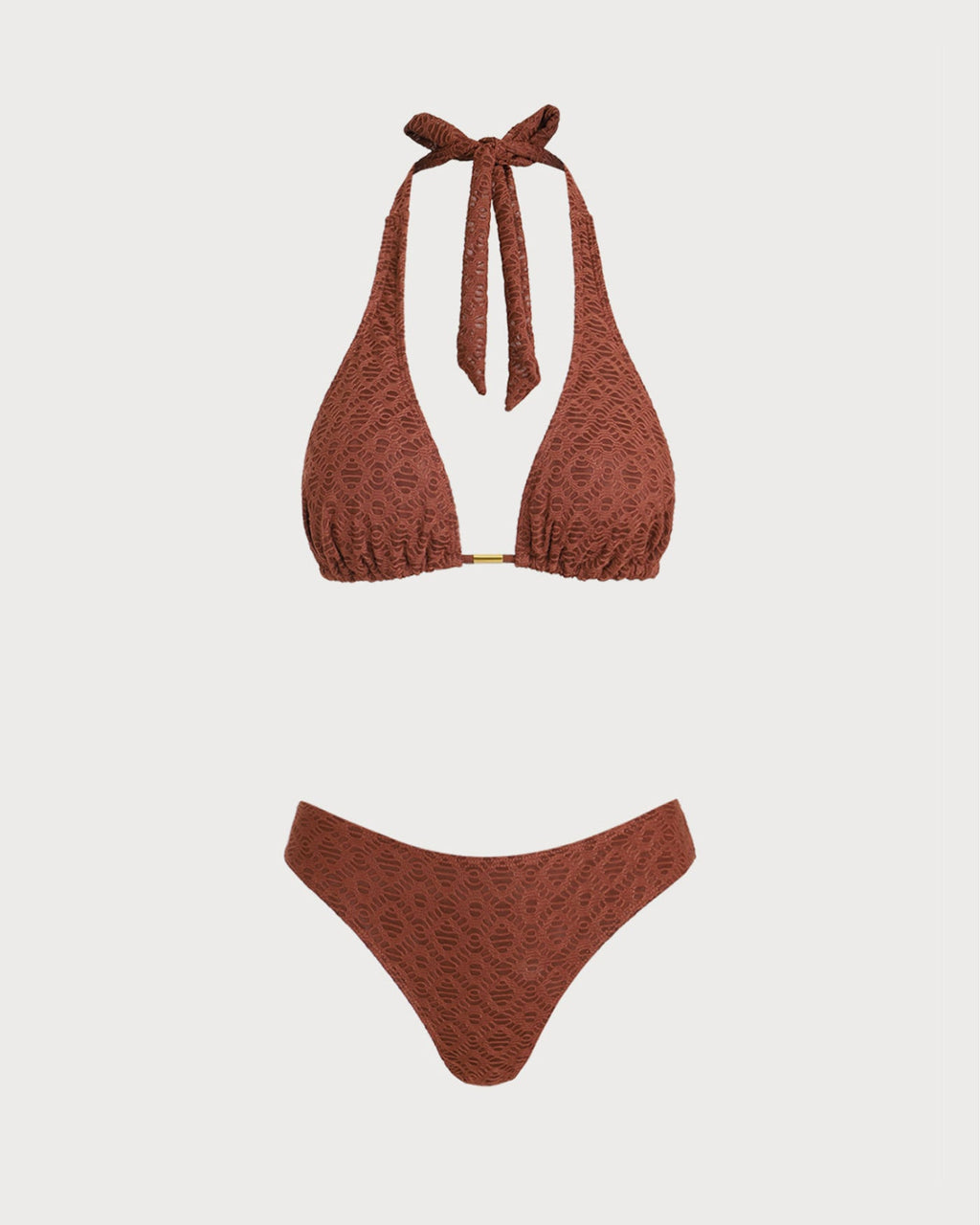 Three-Piece Brown Jacquard Ensemble
