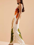 Kira | Resort Vibes Elegantes Floralprint Ein-Schulter Maxikleid