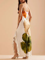 Kira | Resort Vibes Elegantes Floralprint Ein-Schulter Maxikleid