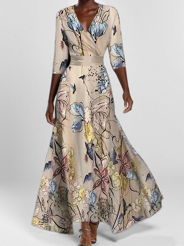 Lea | Seaside Glam Elegantes Mid Sleeve Maxi Kleid Ensemble