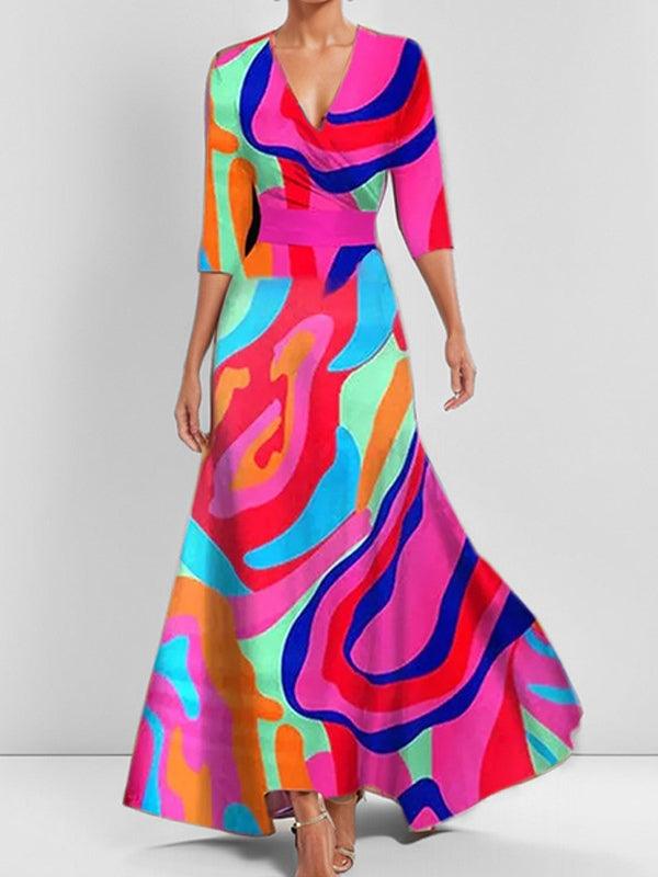 Lea | Seaside Glam Elegantes Mid Sleeve Maxi Kleid Ensemble