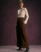 Straight Pants with Slant Pockets in Coffee Color