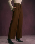 Straight Pants with Slant Pockets in Coffee Color