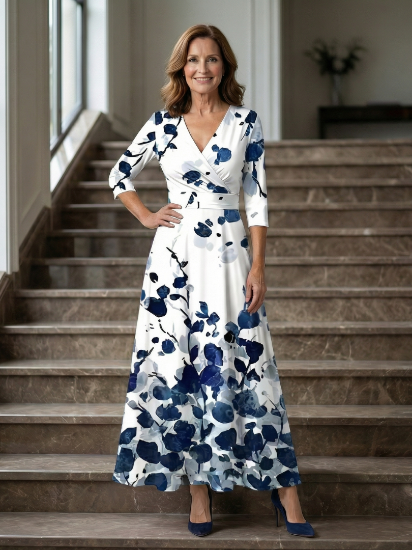 Celine | Midi-Kleid mit Kreuzwickel-Ausschnitt