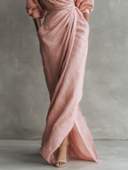 Nina | Minimalistisches Rosa Leinen Maxikleid