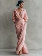 Nina | Minimalistisches Rosa Leinen Maxikleid