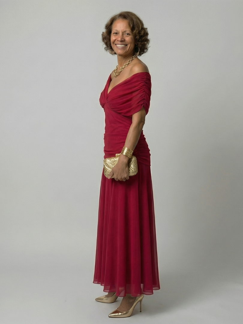 Calen | Off Shoulder Flow Midi Kleid