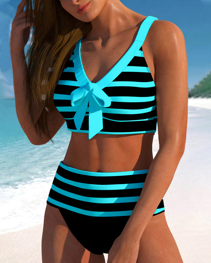 Laluna® | Gestreifter Bikini mit hoher Taille