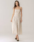 Apricot Jacquard Maxi Dress with Corset Slip Design
