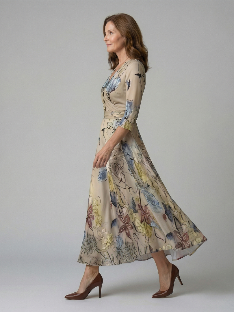 Celine | Midi-Kleid mit Kreuzwickel-Ausschnitt