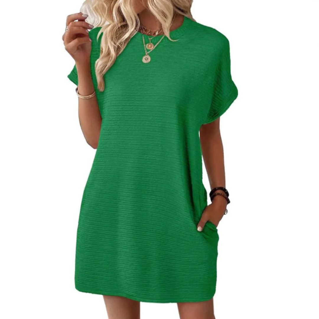 EVASHA™ – Lässiges Minimalistisches Sommerkleid mit Rundhalsausschnitt
