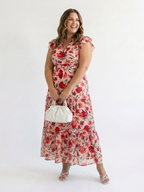 Lila | Elegantes Blumenkleid Midi