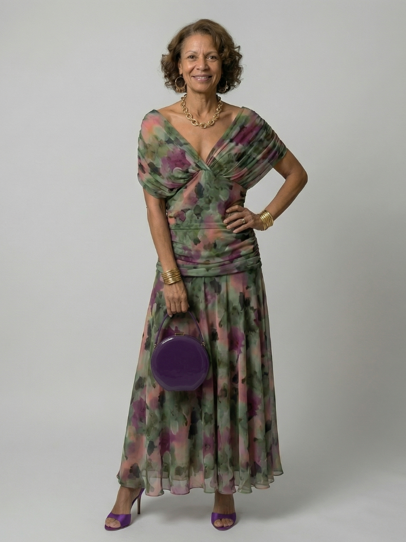 Calen | Off Shoulder Flow Midi Kleid