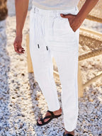 NICHOLS | WEITE LEINENHOSE MIT KORDEL
