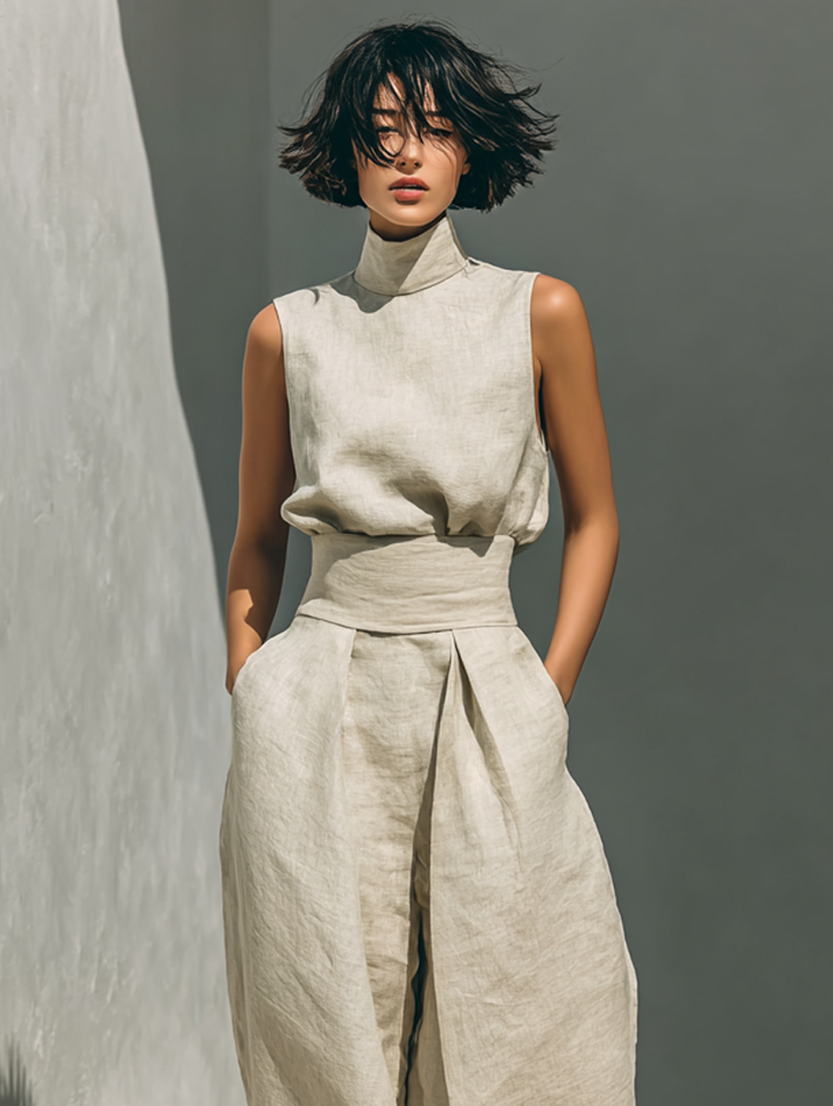 Livia – Minimalistisches Set aus Baumwolle und Leinen