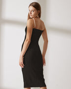 Black Ripple Textured Cami Dress