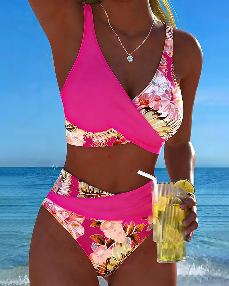 Jolina | Floral Contrast Split Bikini