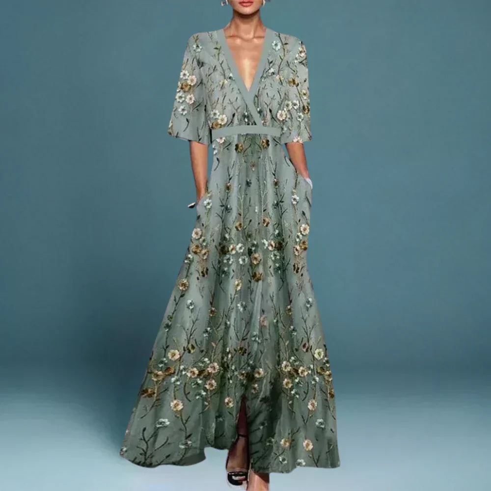 Rubby | Kleid mit Gürtel und V-Ausschnitt