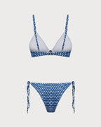 Blue Polka Dot Underwire Bikini Ensemble