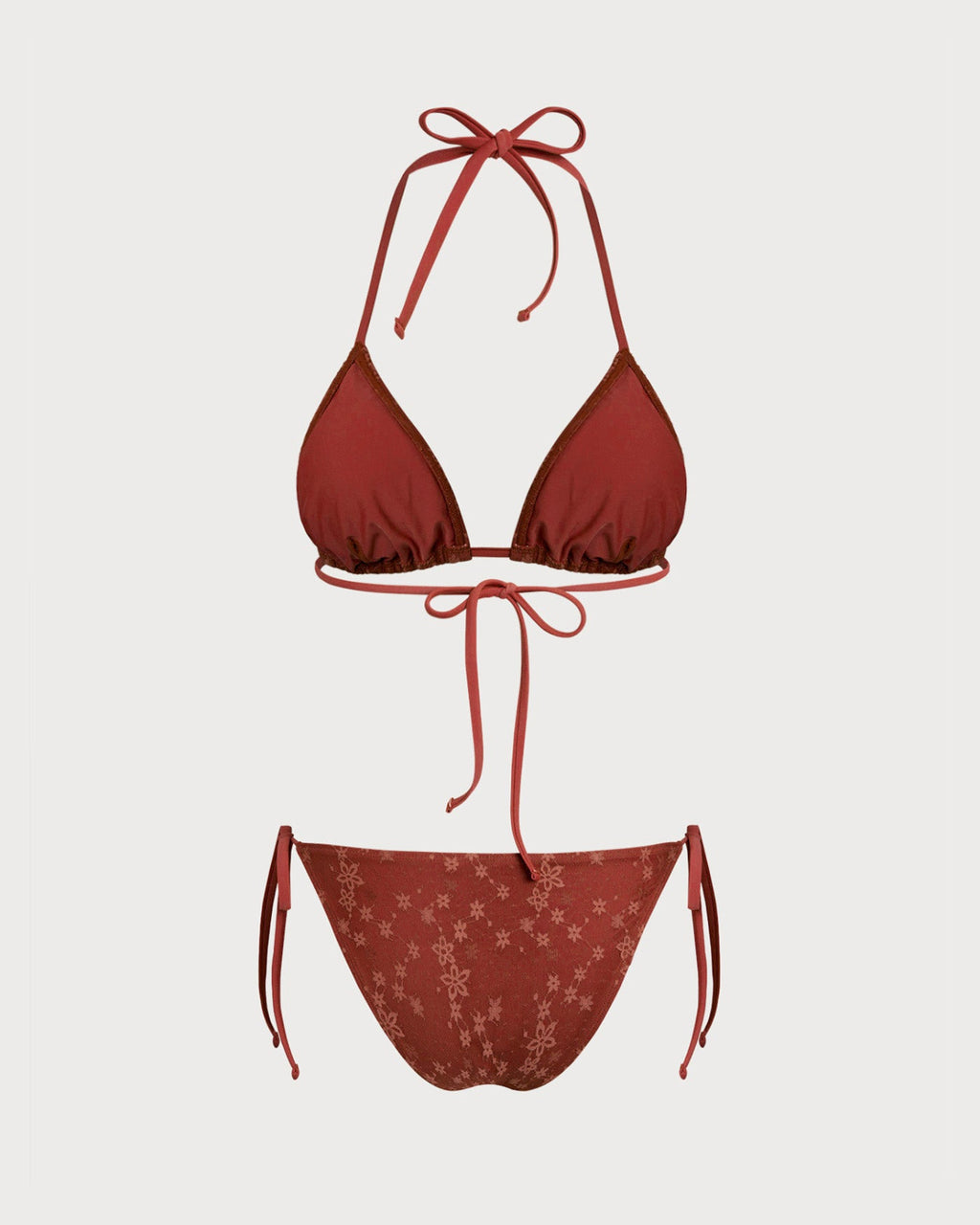 Red Mesh Halter Bikini Set with Drawstring