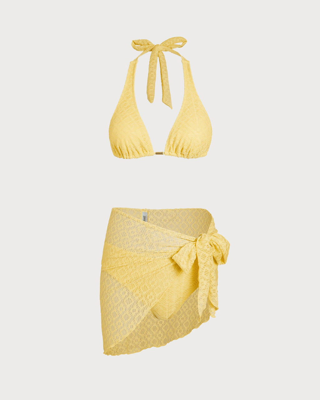 Textured Yellow Jacquard Bikini Set