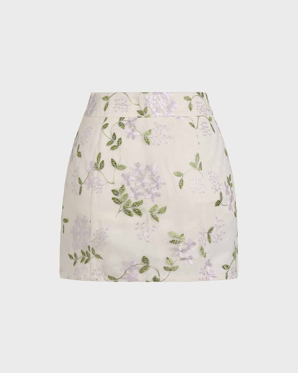 Floral Print Beige Mini Skirt