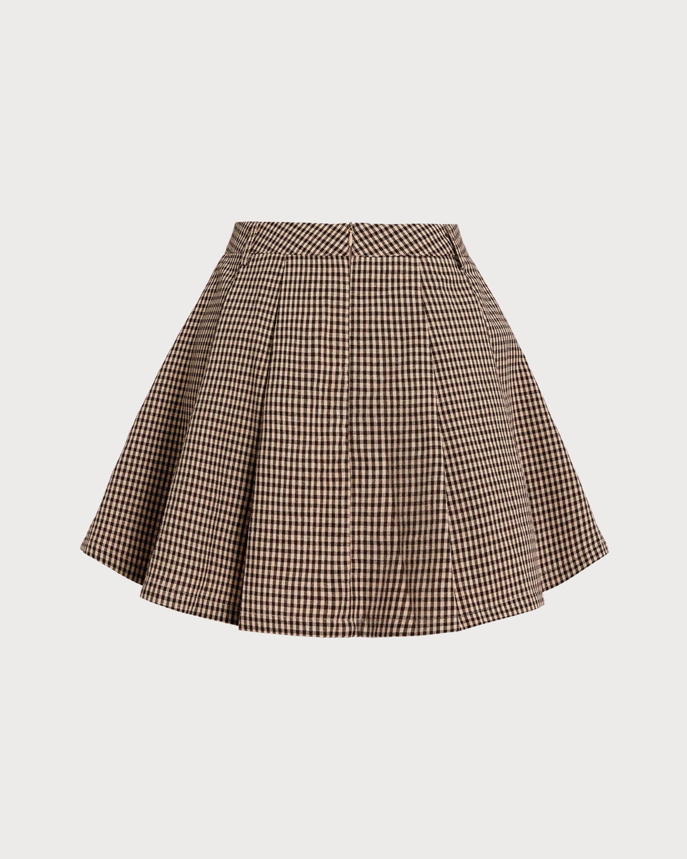 Ruched Brown Plaid Skirt
