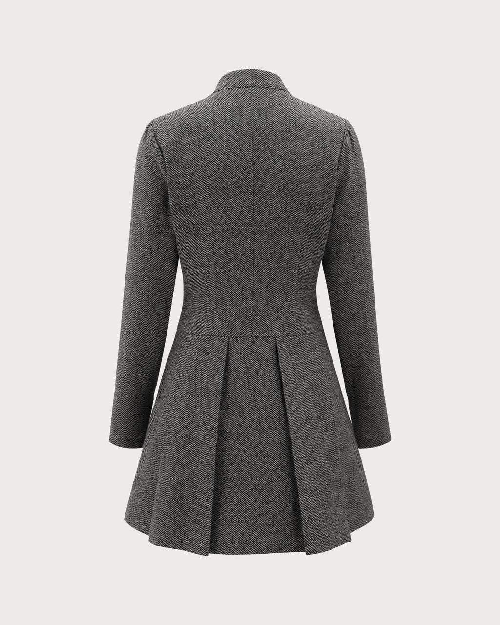 Charcoal Button-Detail Pleated Mini Dress