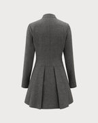Charcoal Button-Detail Pleated Mini Dress