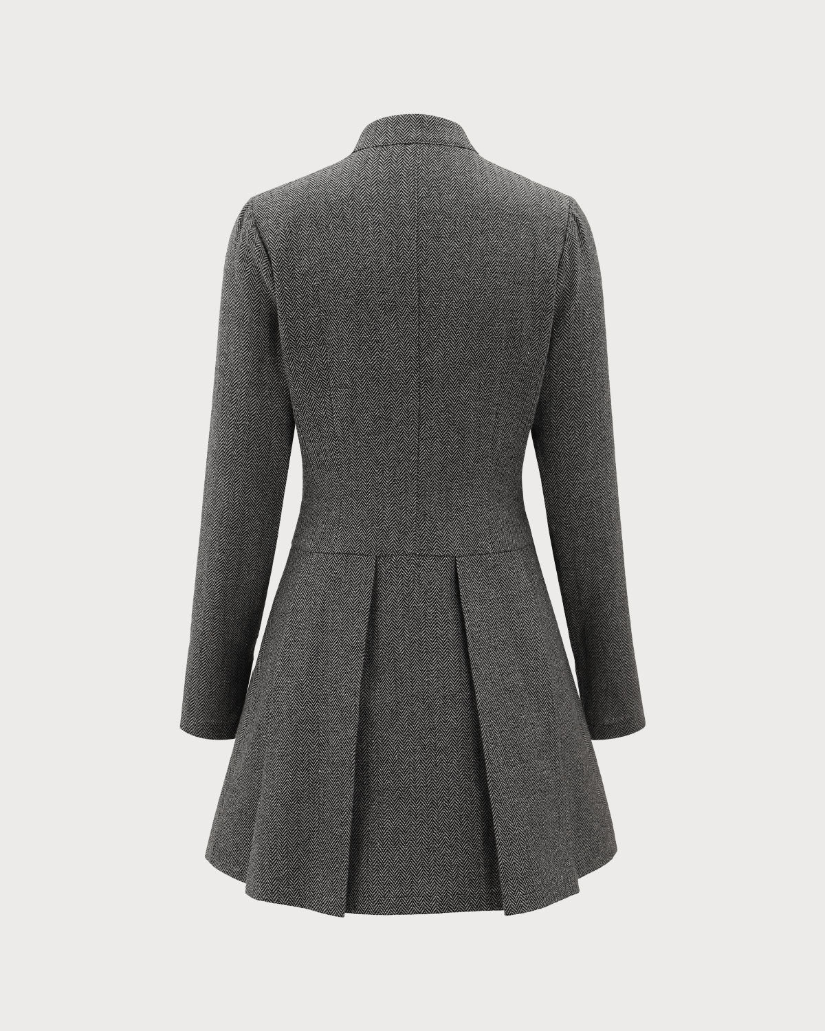 Charcoal Button-Detail Pleated Mini Dress