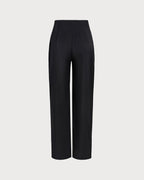 Straight-Leg Black Natural High-Waist Trousers