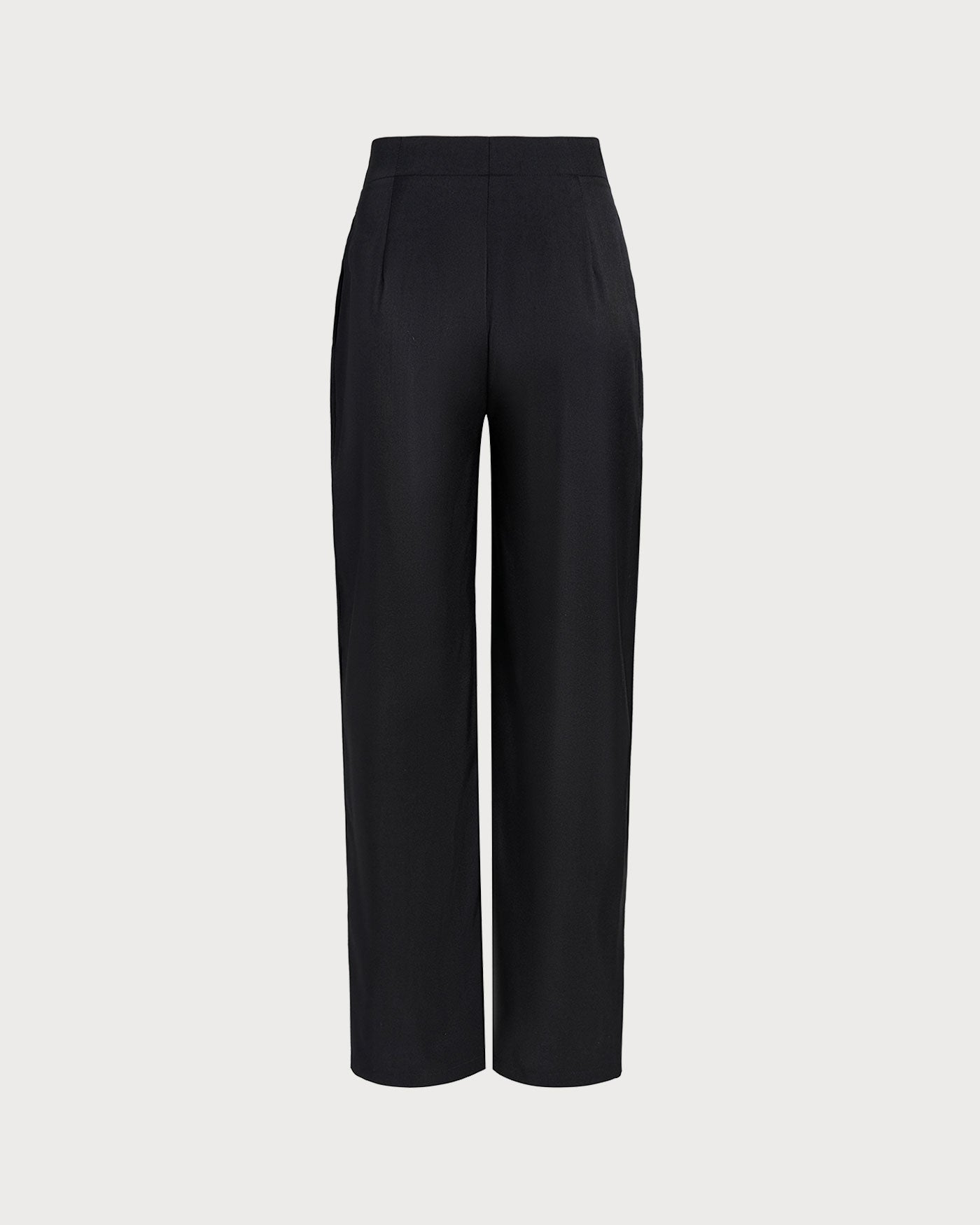 Straight-Leg Black Natural High-Waist Trousers