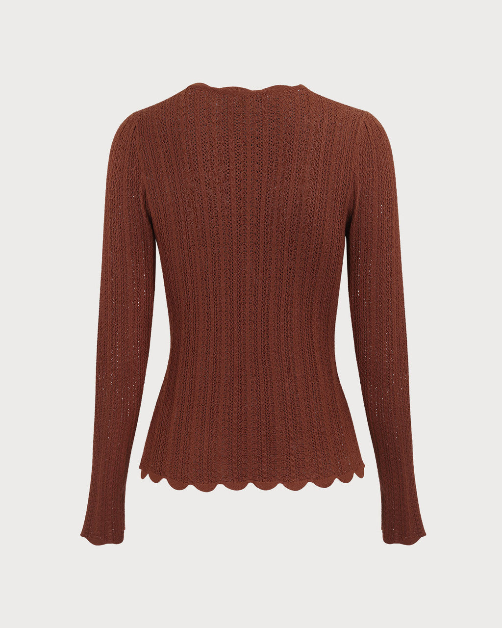 Women's Slim Fit Brown Round Neck Sweater
