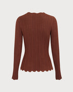 Women's Slim Fit Brown Round Neck Sweater