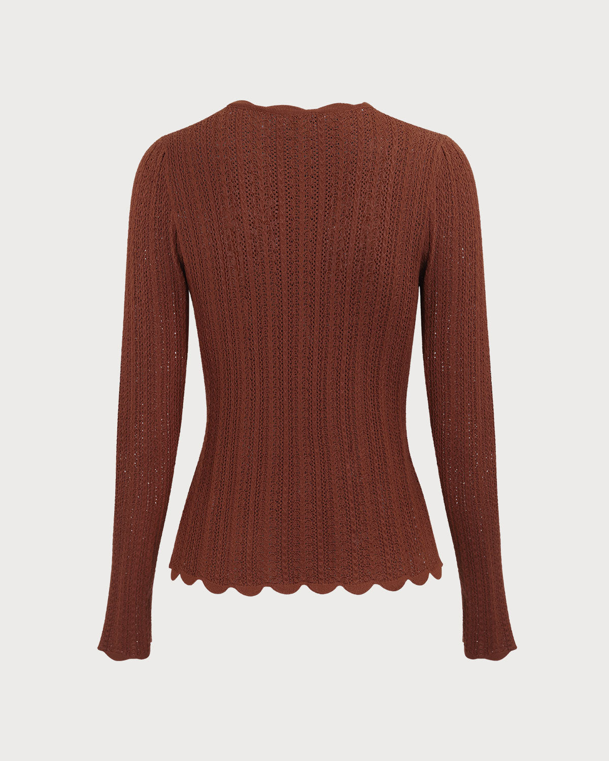 Women's Slim Fit Brown Round Neck Sweater