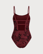 Crimson Floral One-Piece Swimsuit