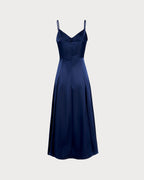 Navy A-Line Maxi Slip Dress
