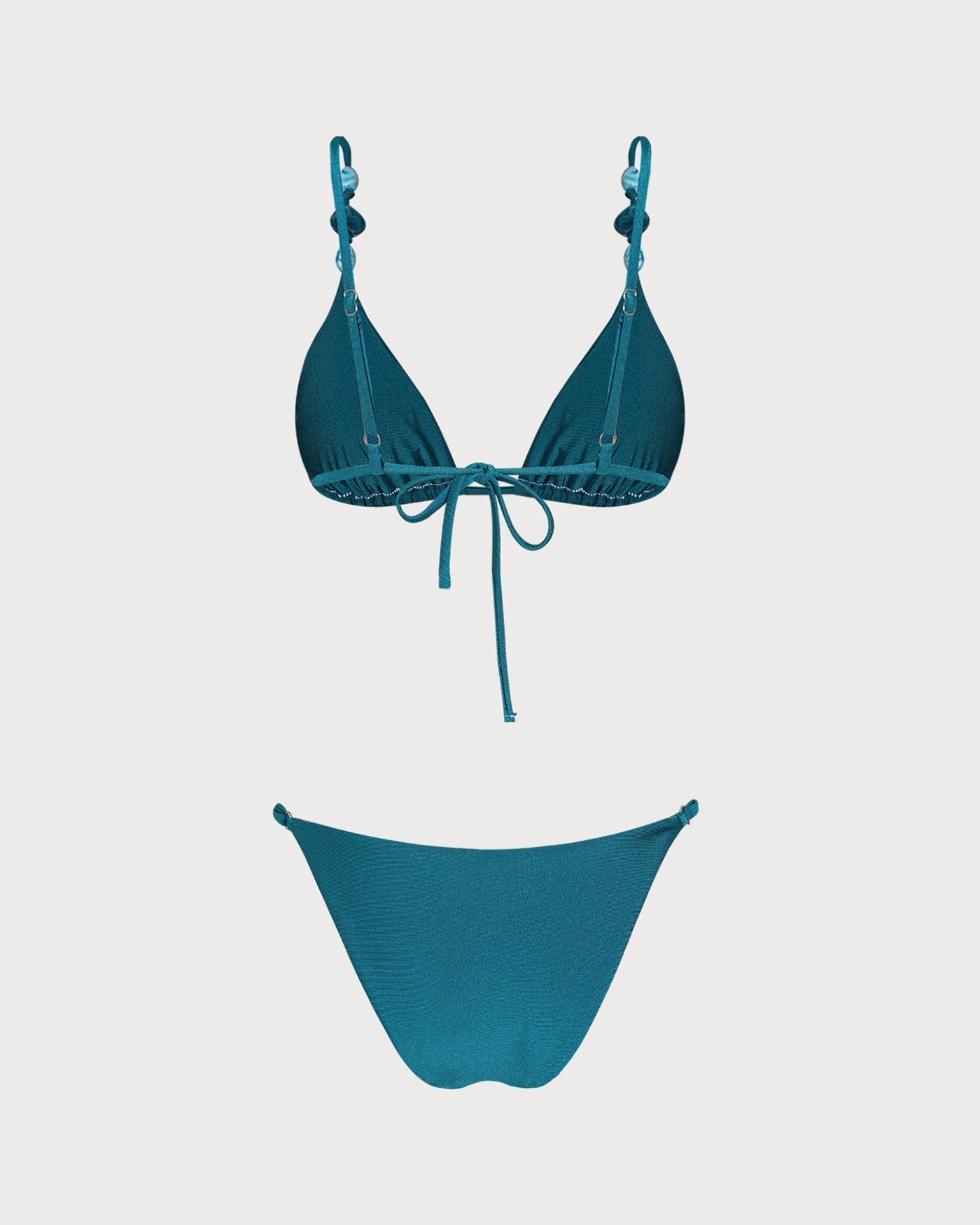 Turquoise Gathered Triangle Bikini Set