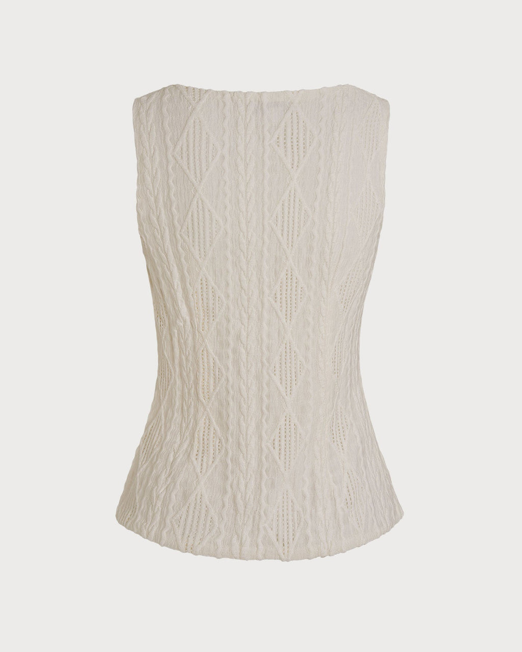 Beige Boat Neck Button-Up Tank