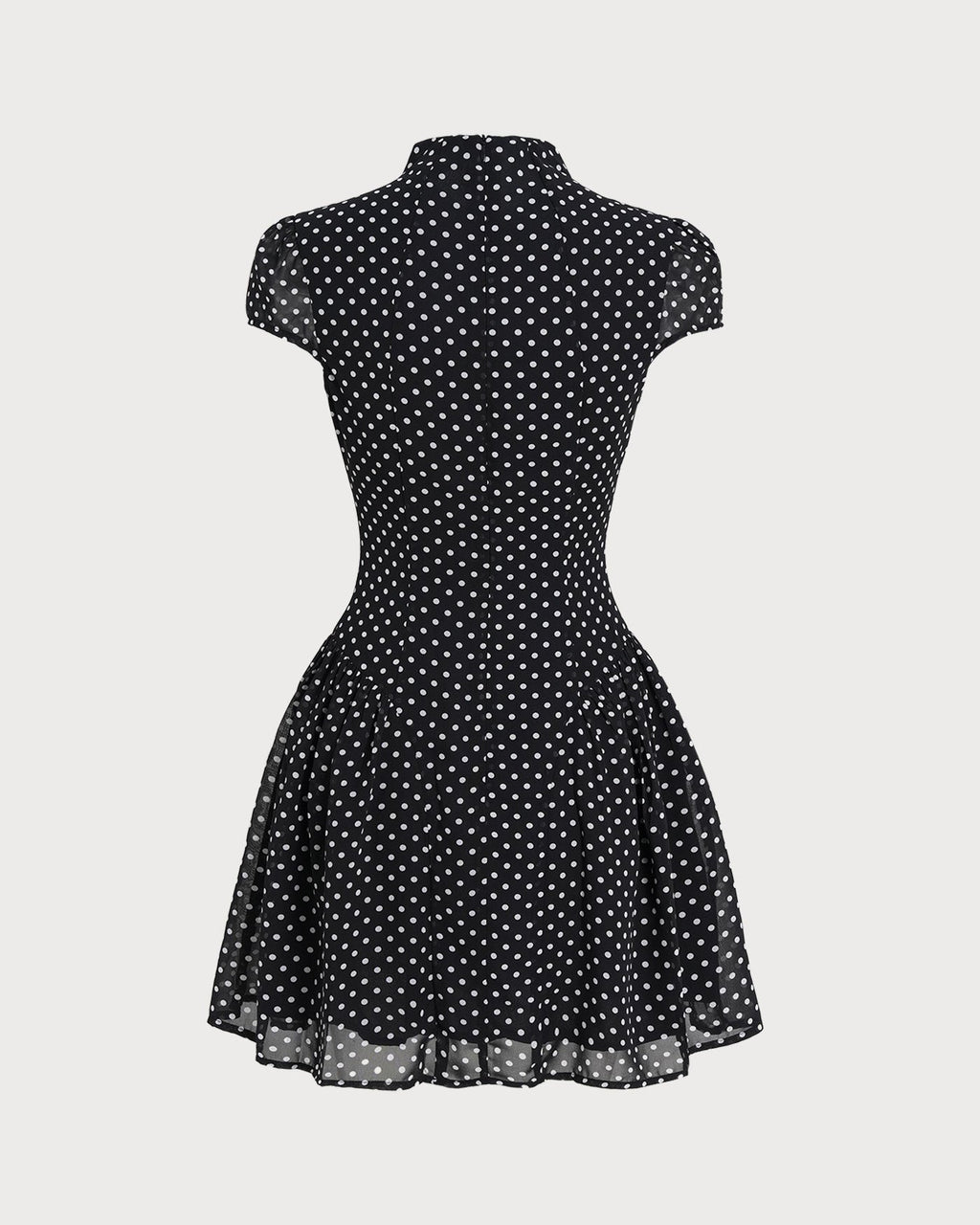 Chic Black Chiffon Mini Dress with Polka Dots