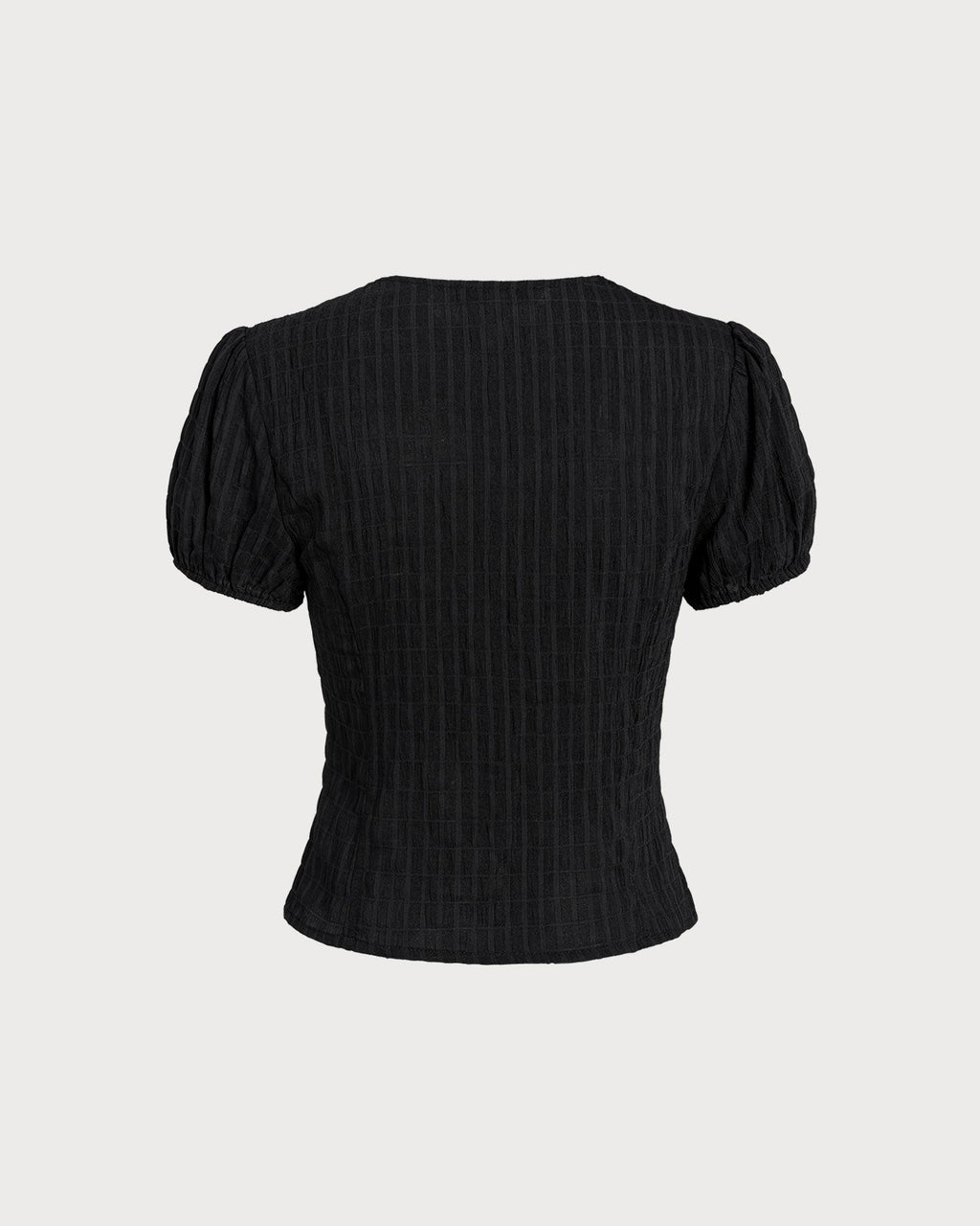 Black Lace Jacquard Button-Up Blouse