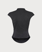 Mandarin Collar Tee with Black Polka Dots