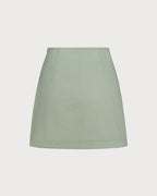 Solid Green A-Line Mini Skirt
