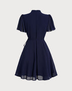 Mini Dress with Blue Butterfly Sleeves