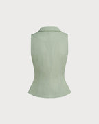 Single Breasted Green Collar Vest