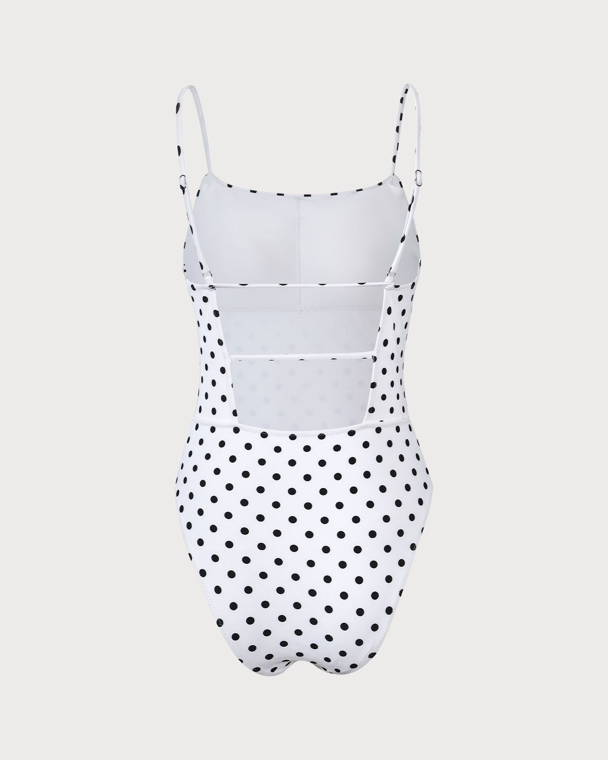 Backless One-Piece Swimsuit with White Polka Dots